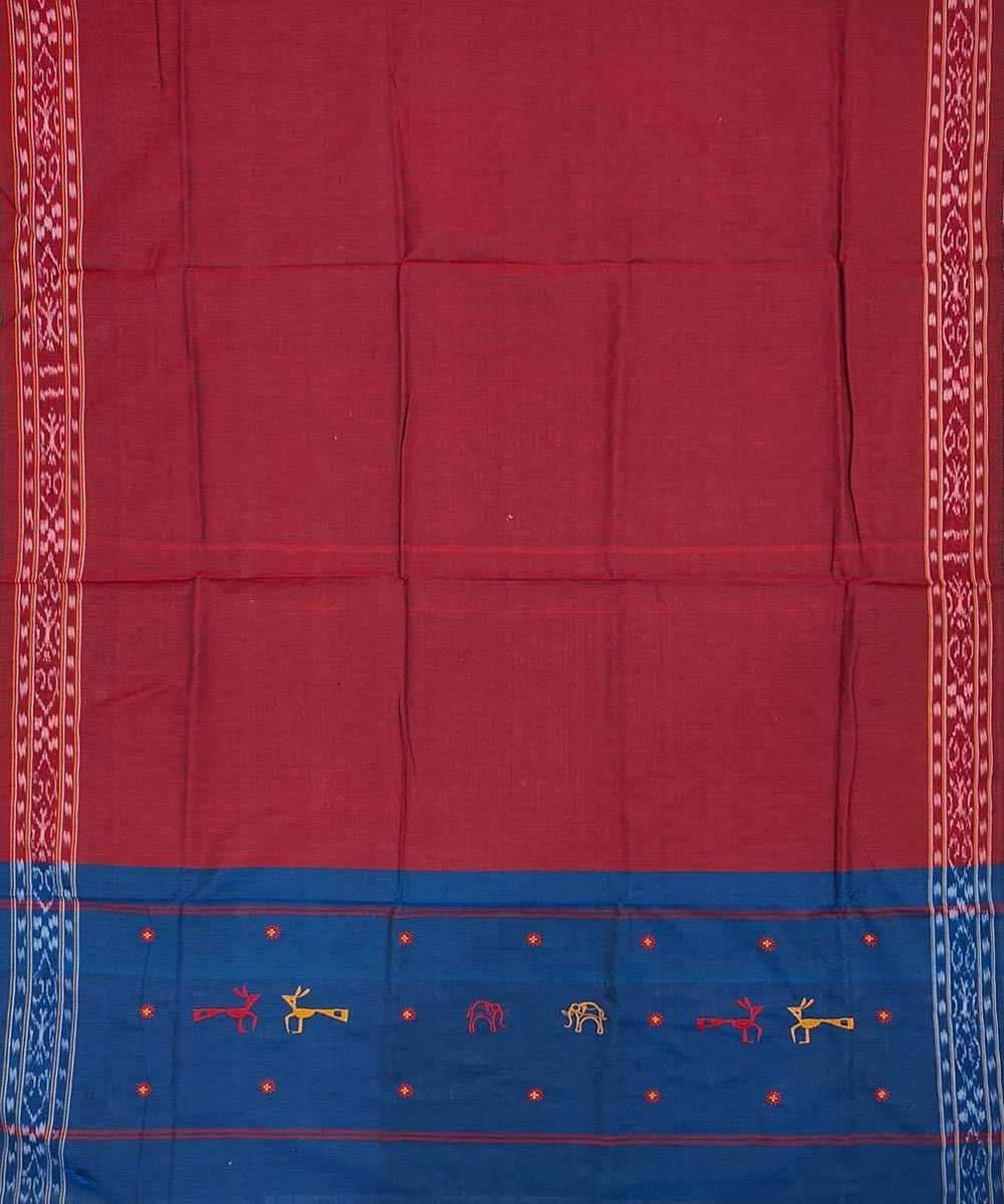 Blue Maroon Sambalpuri Handwoven Single Ikat Suit Set Image 4