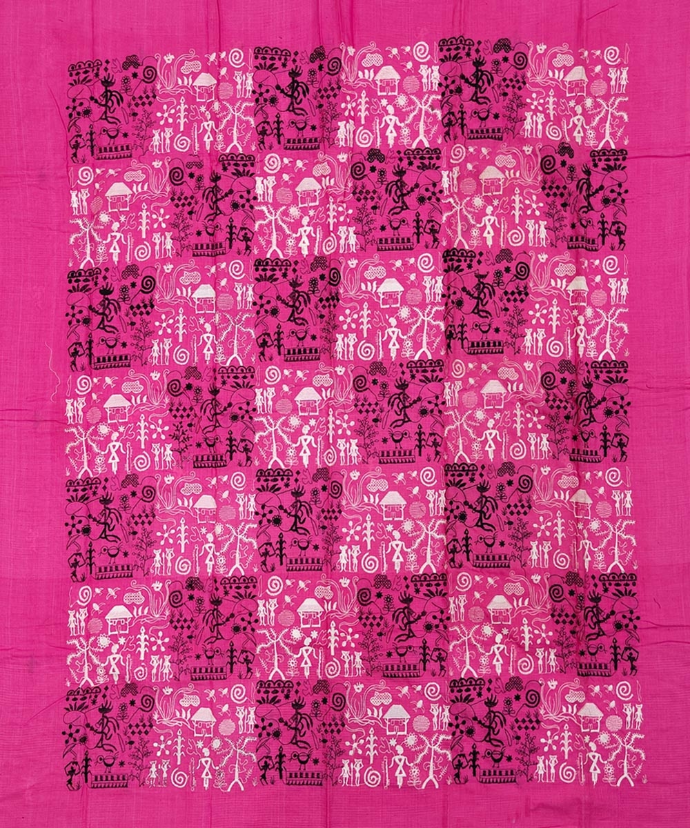 Pink Black Sambalpuri Handwoven Single Ikat Suit Set Image 3