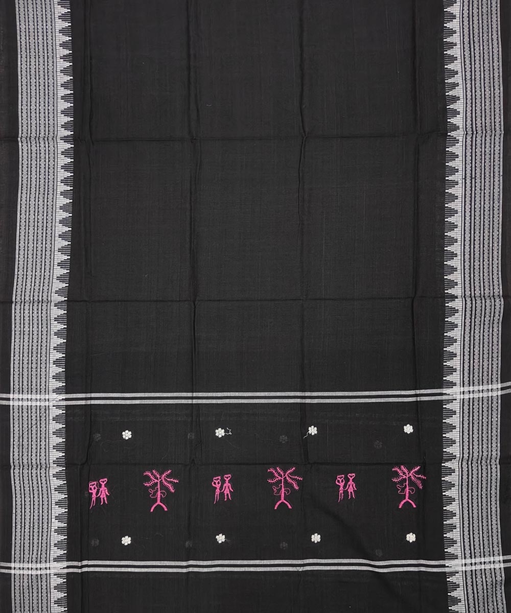 Pink Black Sambalpuri Handwoven Single Ikat Suit Set Image 4