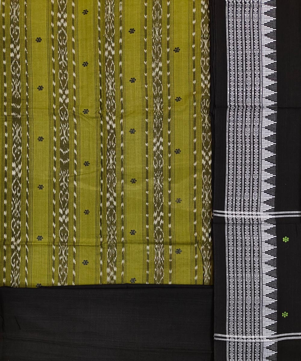 Olive Black Sambalpuri Handwoven Single Ikat Suit Set Image 2