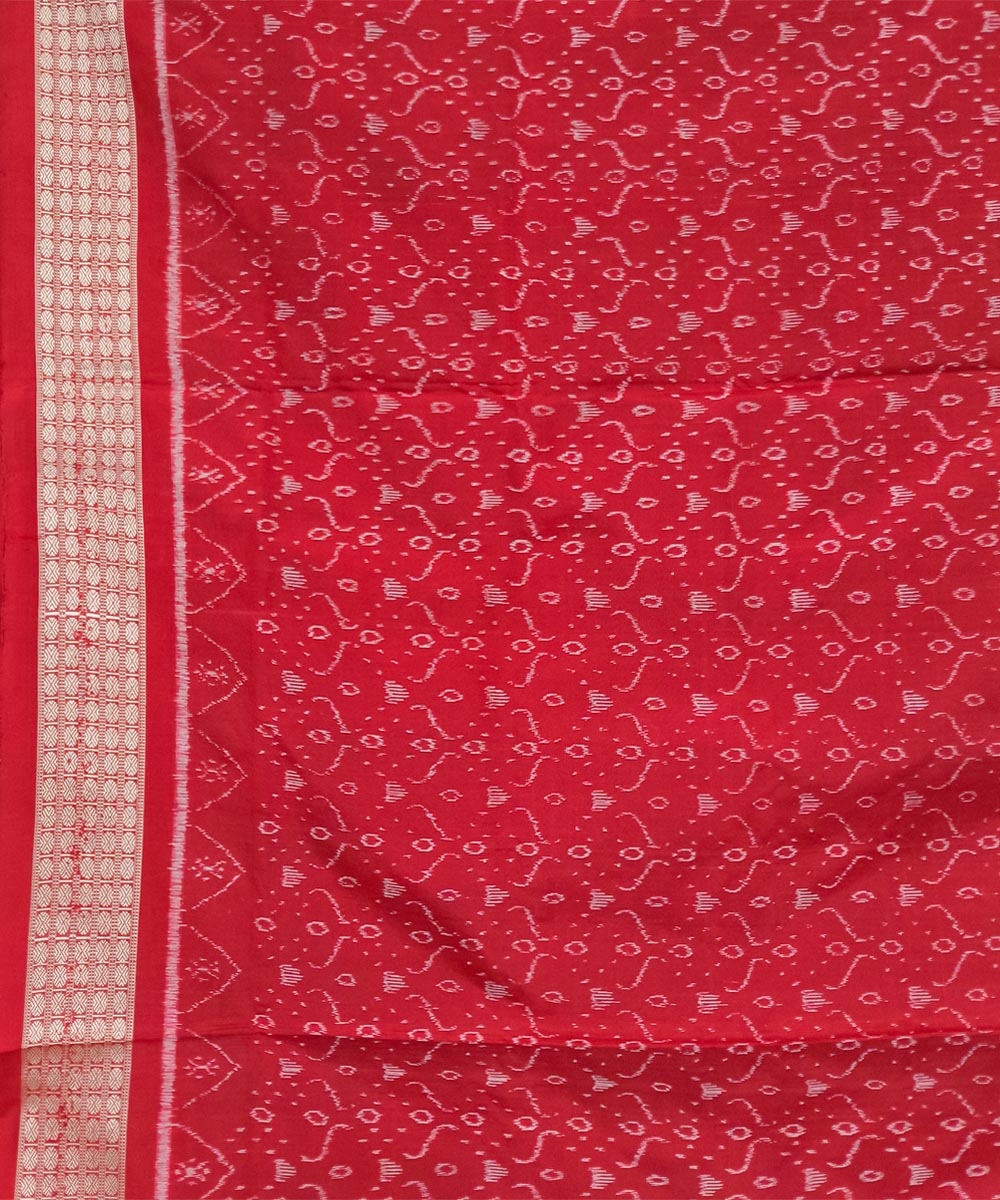 Black Red Sambalpuri Handwoven Silk Saree Image 4