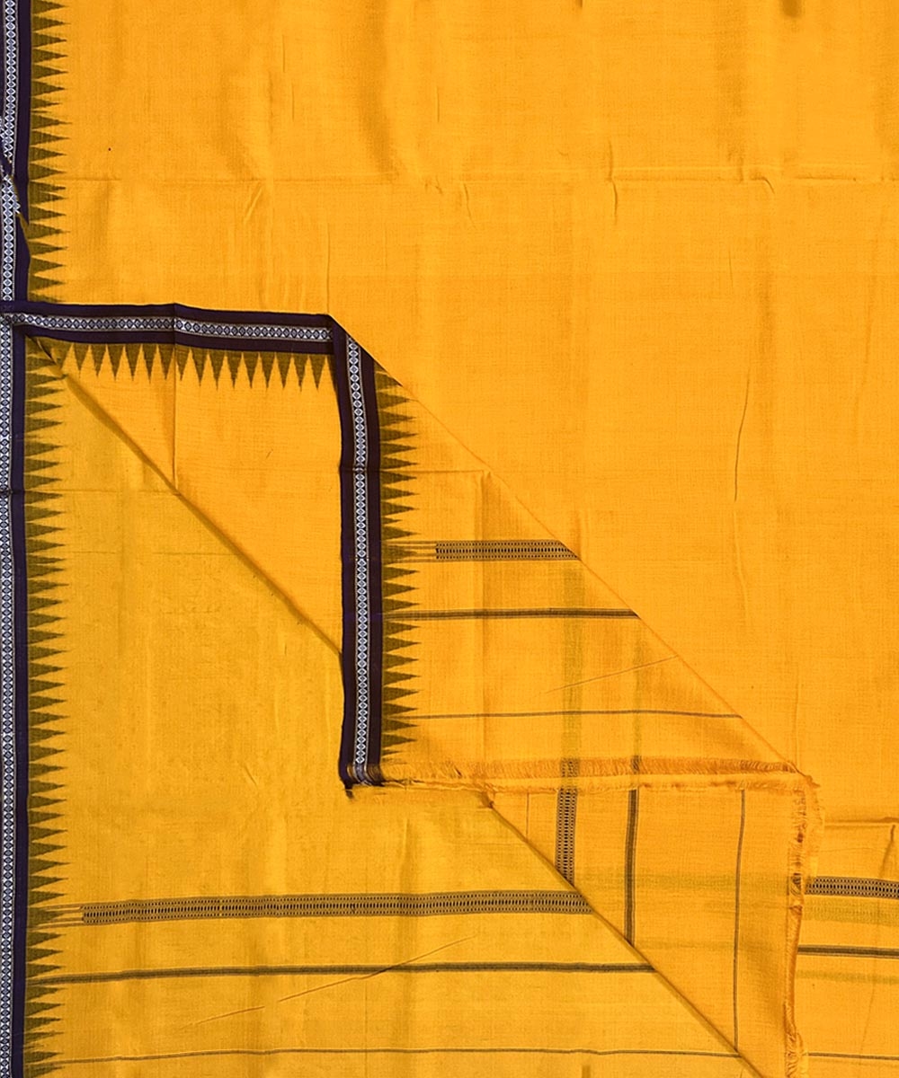 Yellow Blue Sambalpuri Handwoven Ikat Cotton Joda Image 1