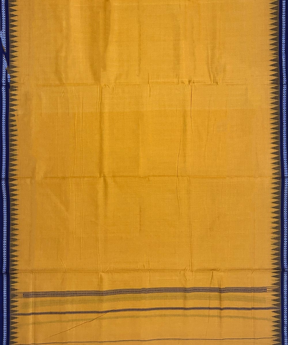 Yellow Blue Sambalpuri Handwoven Ikat Cotton Joda Image 3