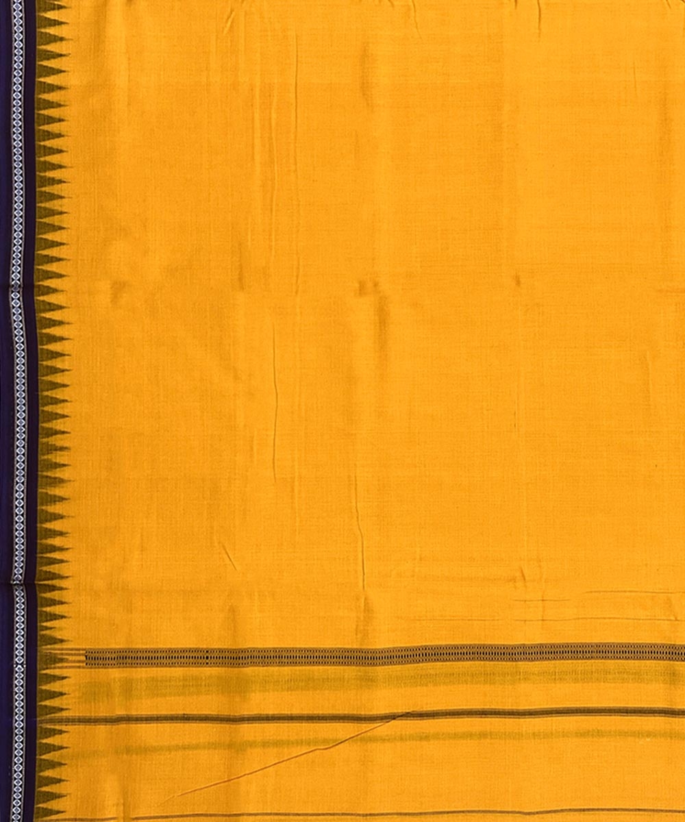 Yellow Blue Sambalpuri Handwoven Ikat Cotton Joda Image 4