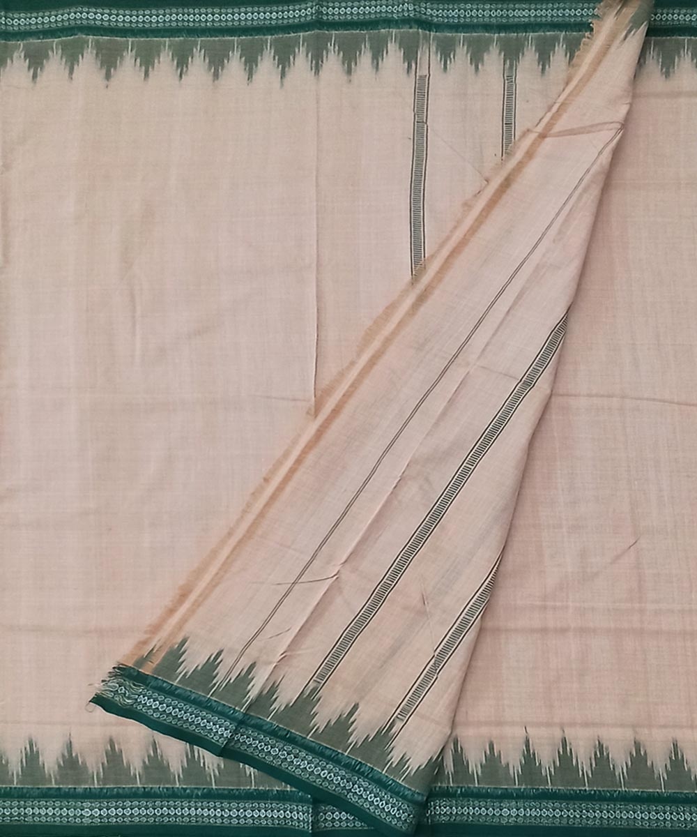 Beige Green Sambalpuri Handwoven Cotton Joda Image 2