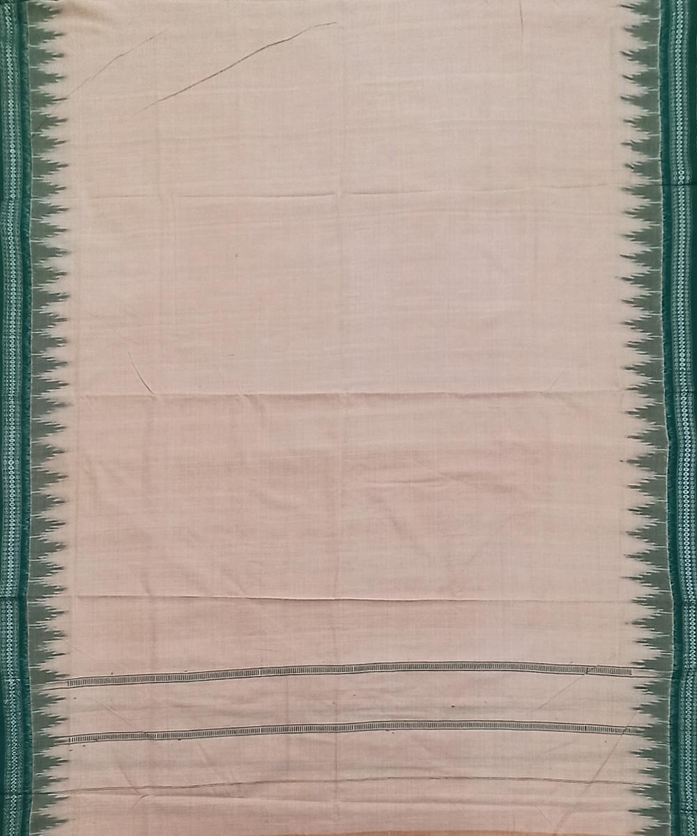 Beige Green Sambalpuri Handwoven Cotton Joda Image 3