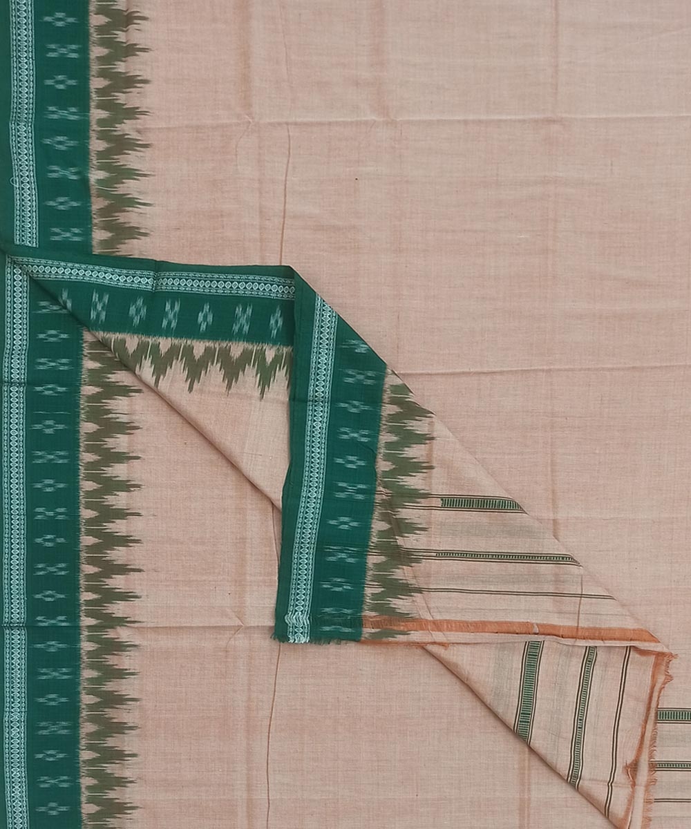 Beige Green Sambalpuri Handwoven Cotton Joda SFSJOD1827