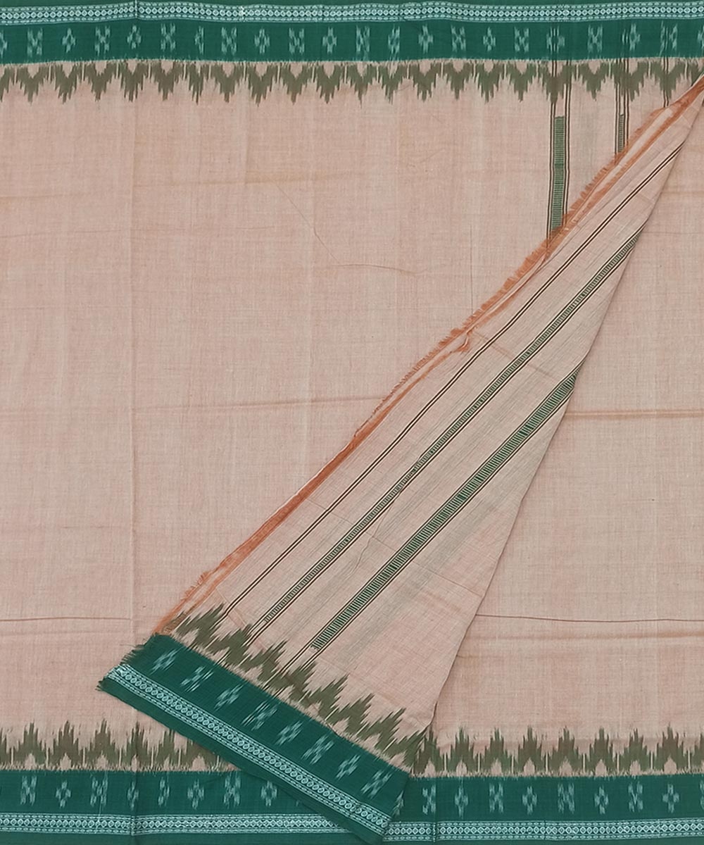 Beige Green Sambalpuri Handwoven Cotton Joda Image 2