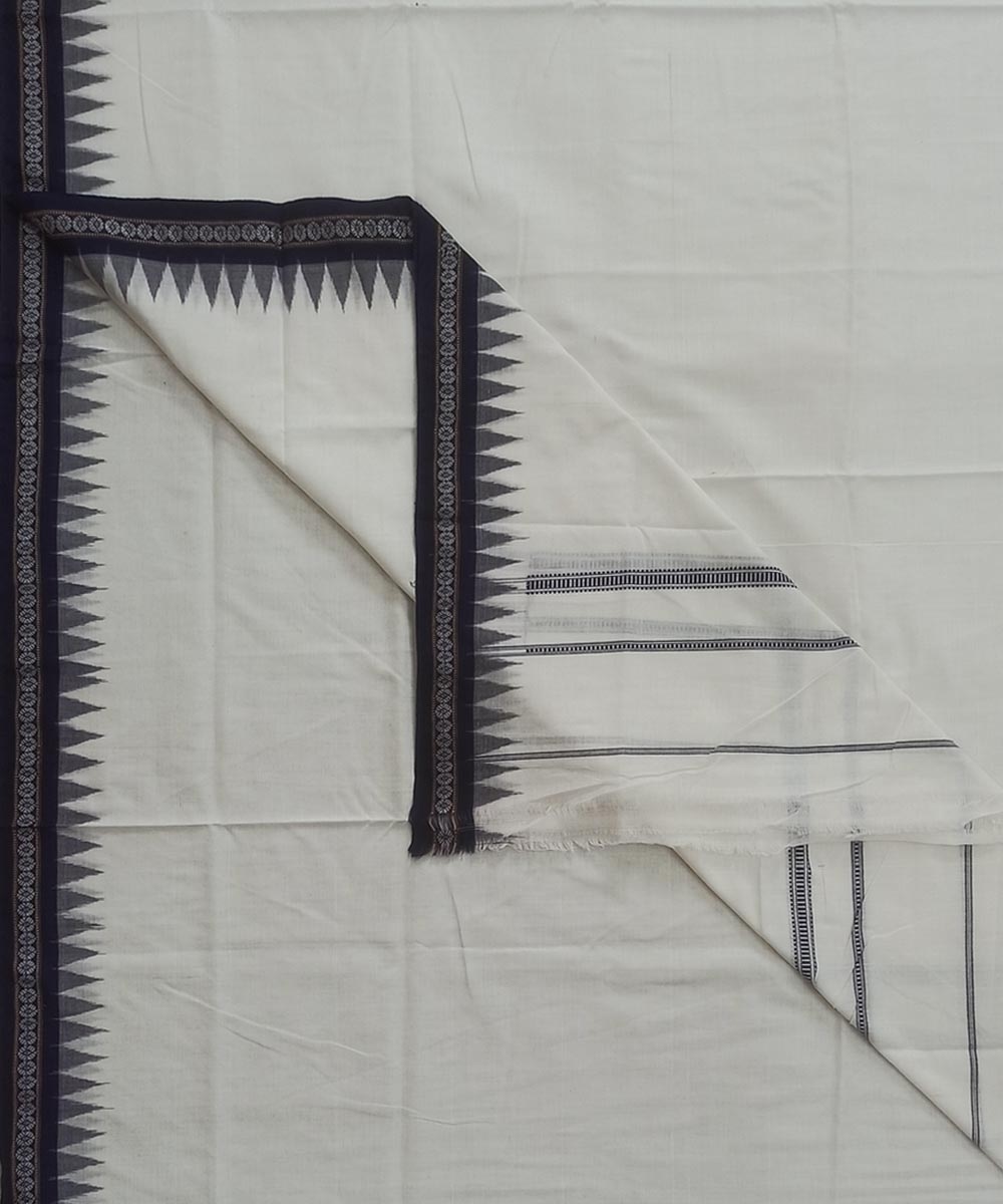 White Blue Sambalpuri Handwoven Cotton Joda Image 1