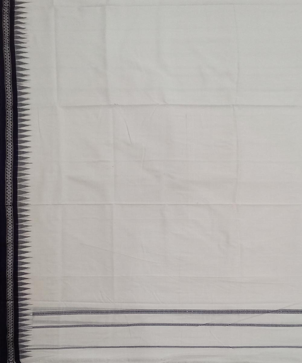 White Blue Sambalpuri Handwoven Cotton Joda Image 4