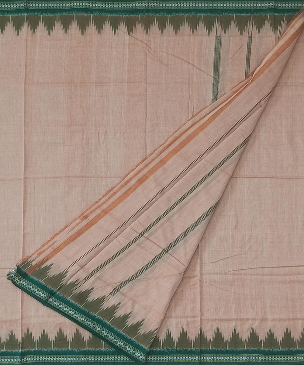 Beige Green Sambalpuri Handwoven Cotton Joda Image 2