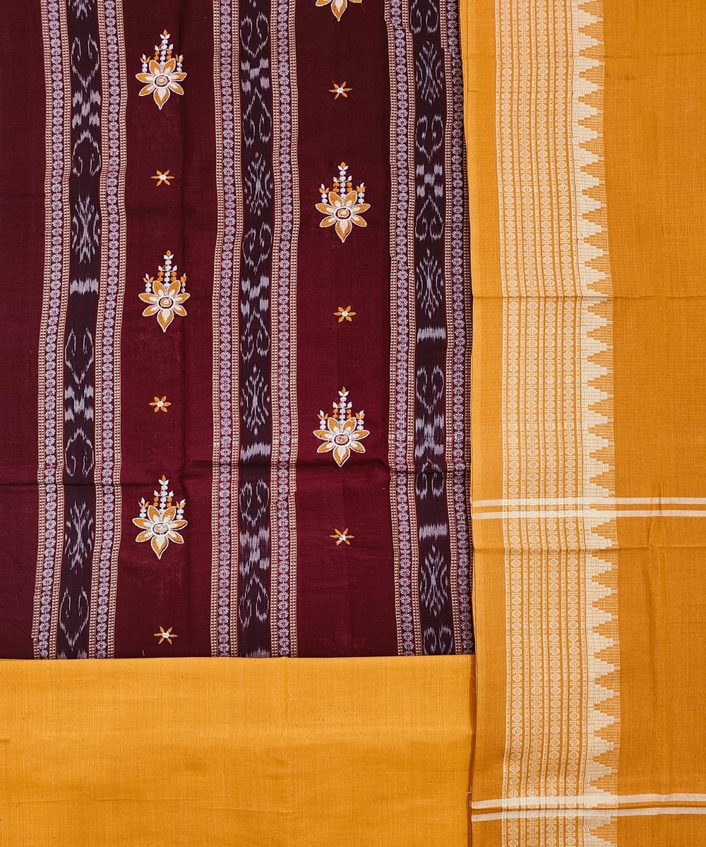 Maroon Yellow Sambalpuri Handwoven Single Ikat Suit Image 2