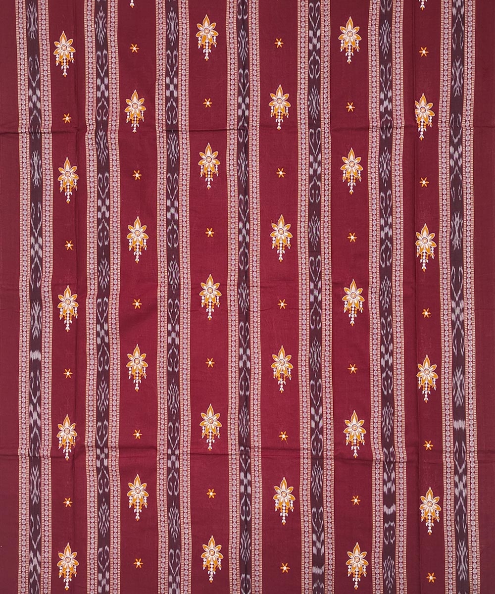 Maroon Yellow Sambalpuri Handwoven Single Ikat Suit Image 3