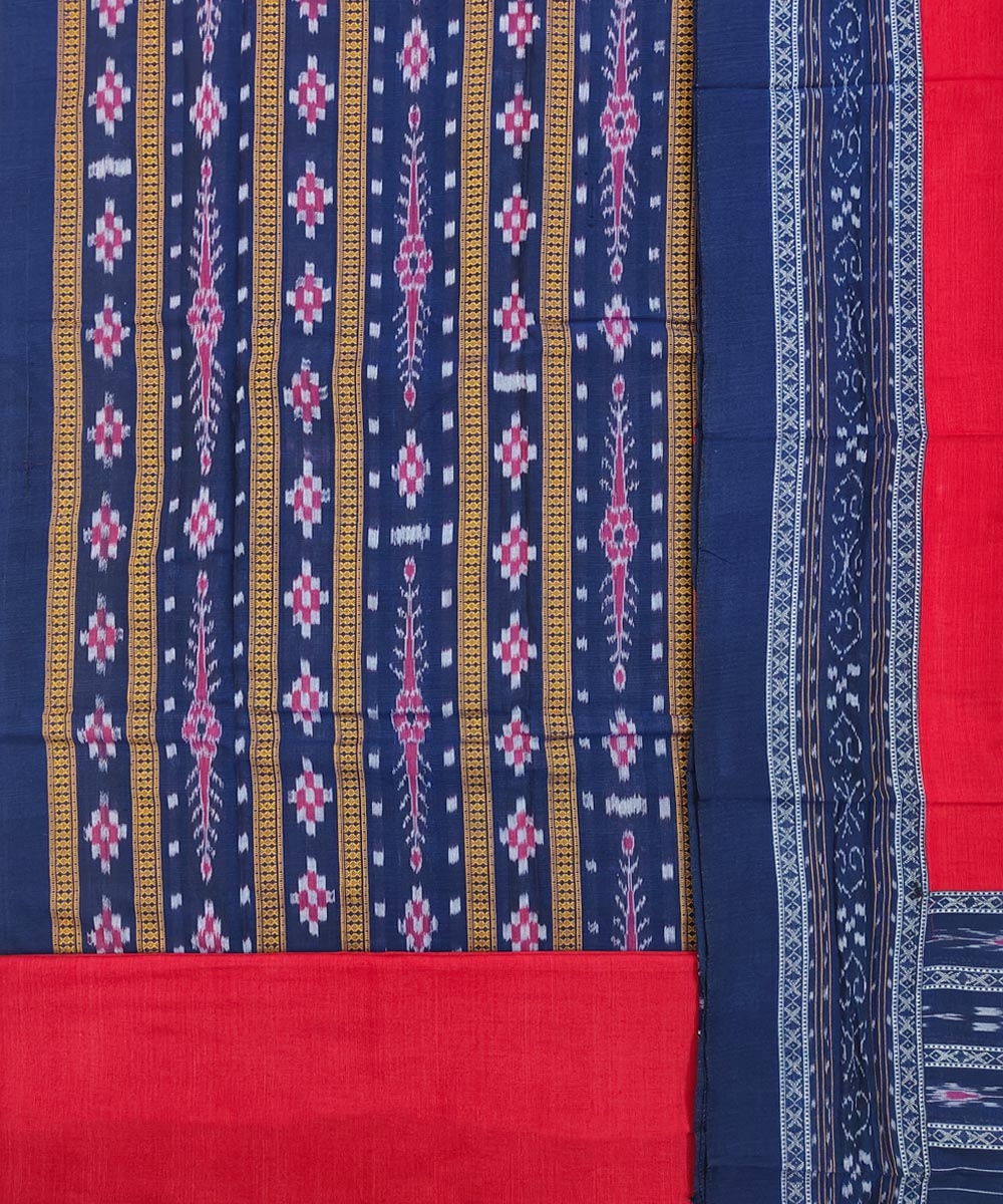 Blue Maroon Sambalpuri Handwoven Single Ikat Suit Image 2