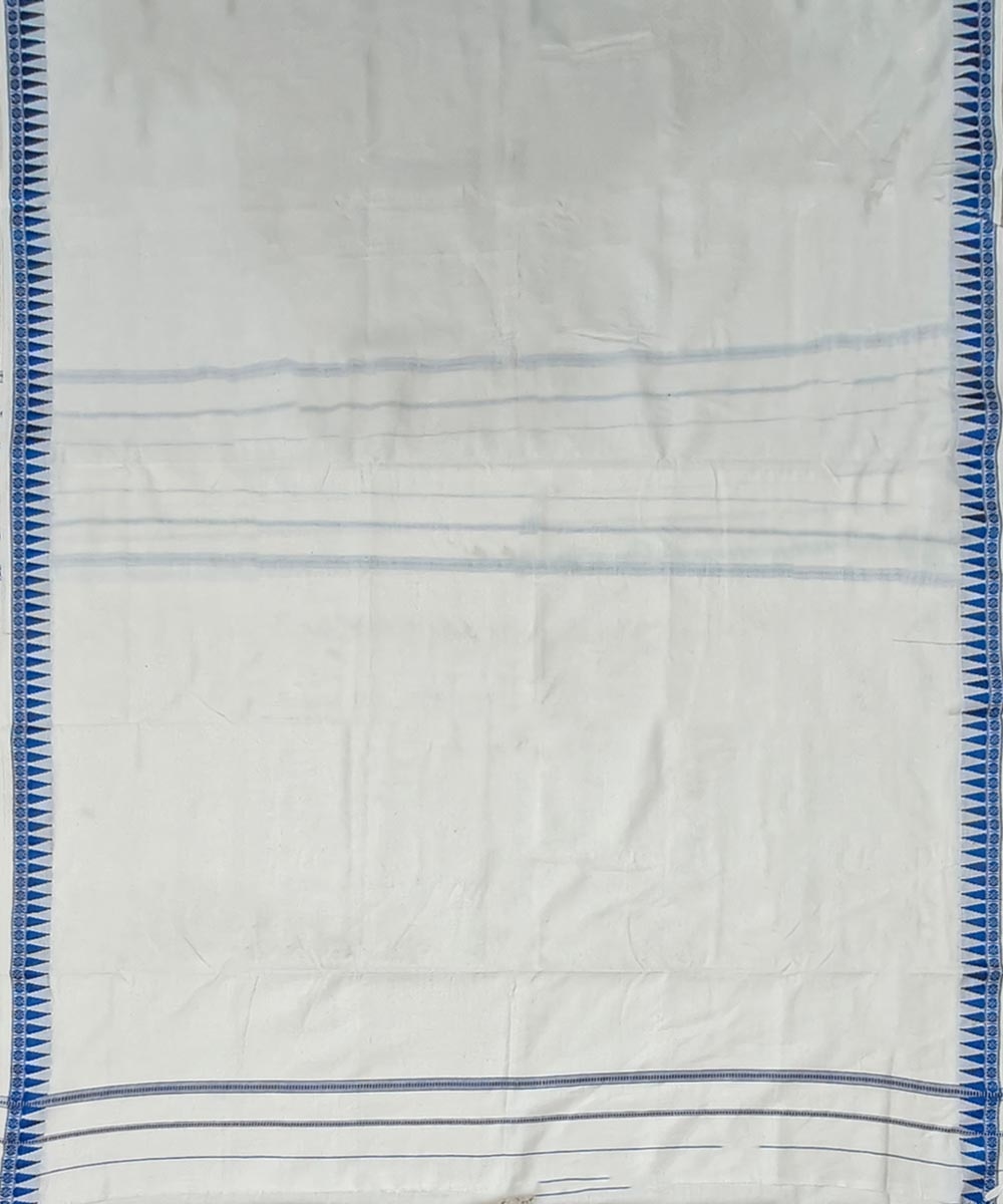 White Blue Sambalpuri Handwoven Cotton Joda Image 3