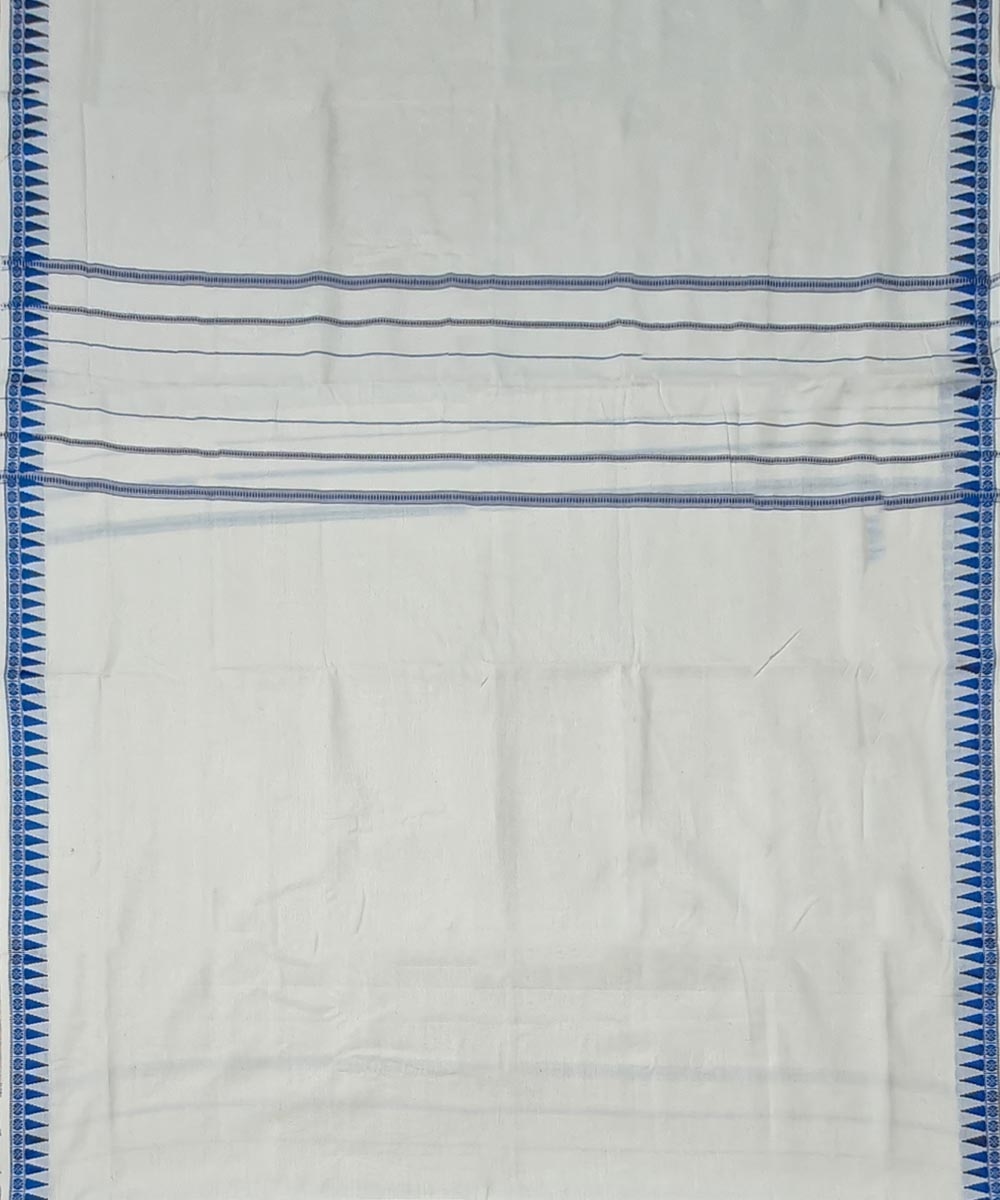 White Blue Sambalpuri Handwoven Cotton Joda Image 4