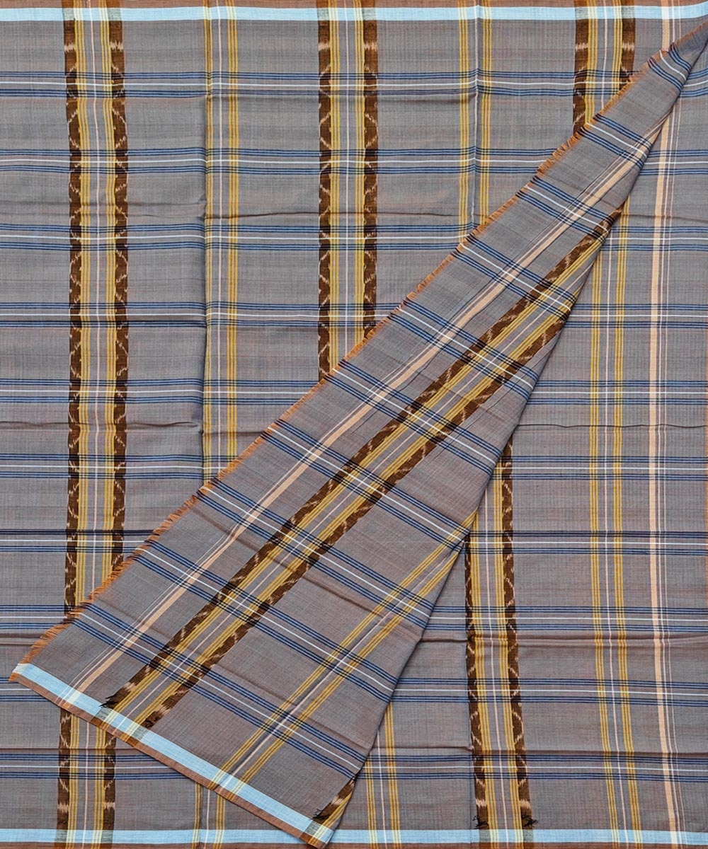 Blue Sambalpuri Handwoven Cotton Lugi Image 2