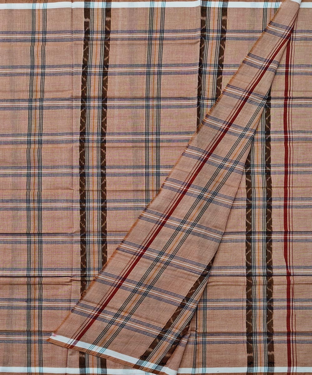 Beige Sambalpuri Handwoven Cotton Lugi Image 2