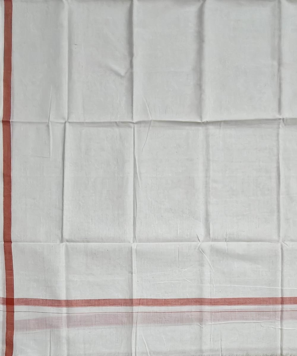 White Sambalpuri Handwoven Cotton Lugi Image 4