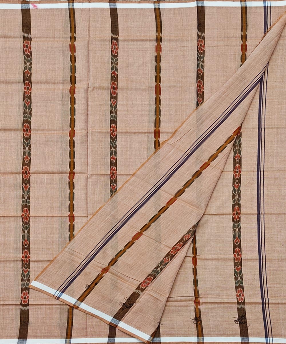 Beige Sambalpuri Handwoven Cotton Lugi Image 2