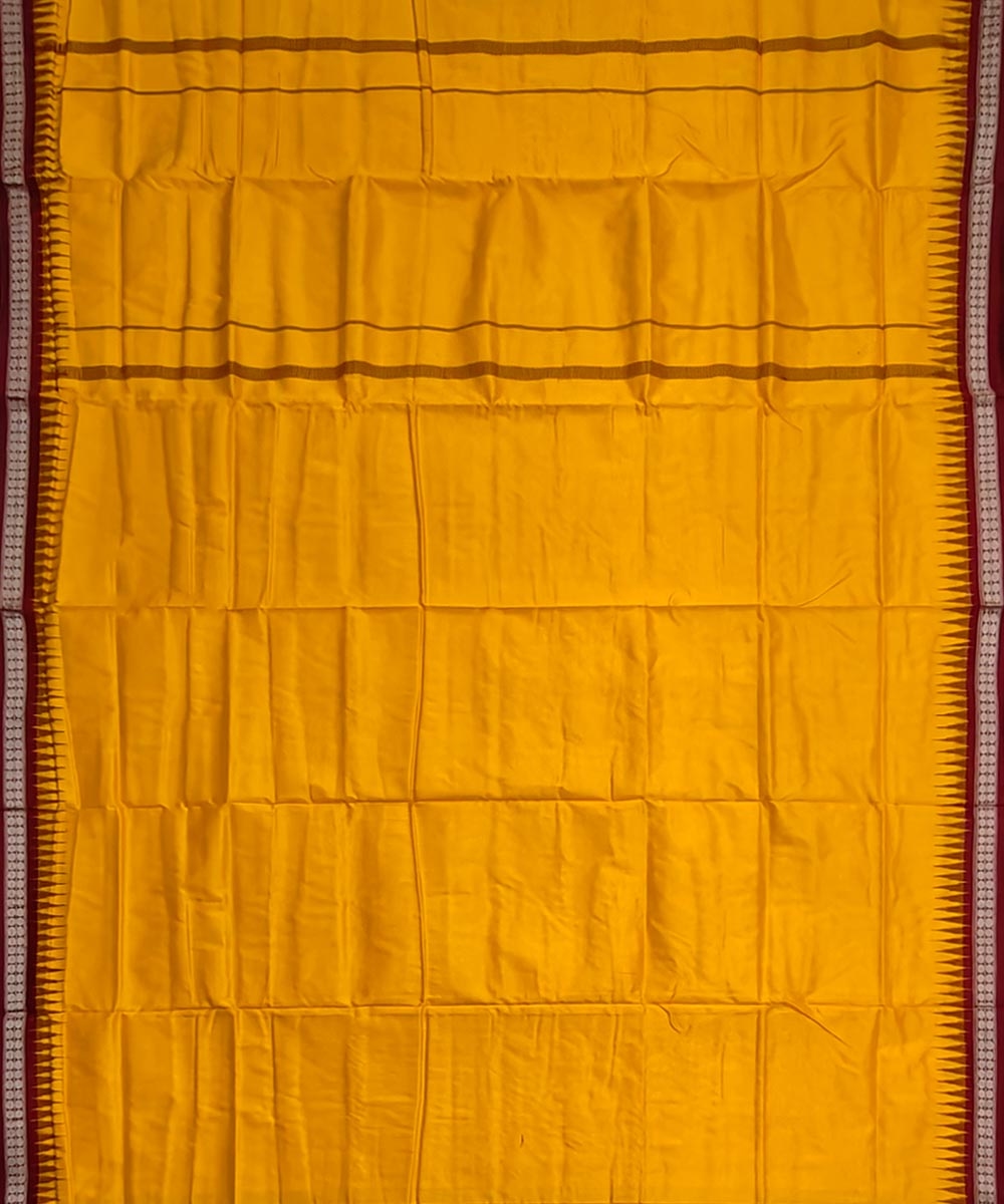 Yellow Maroon Sambalpuri Handwoven Silk Joda Image 4