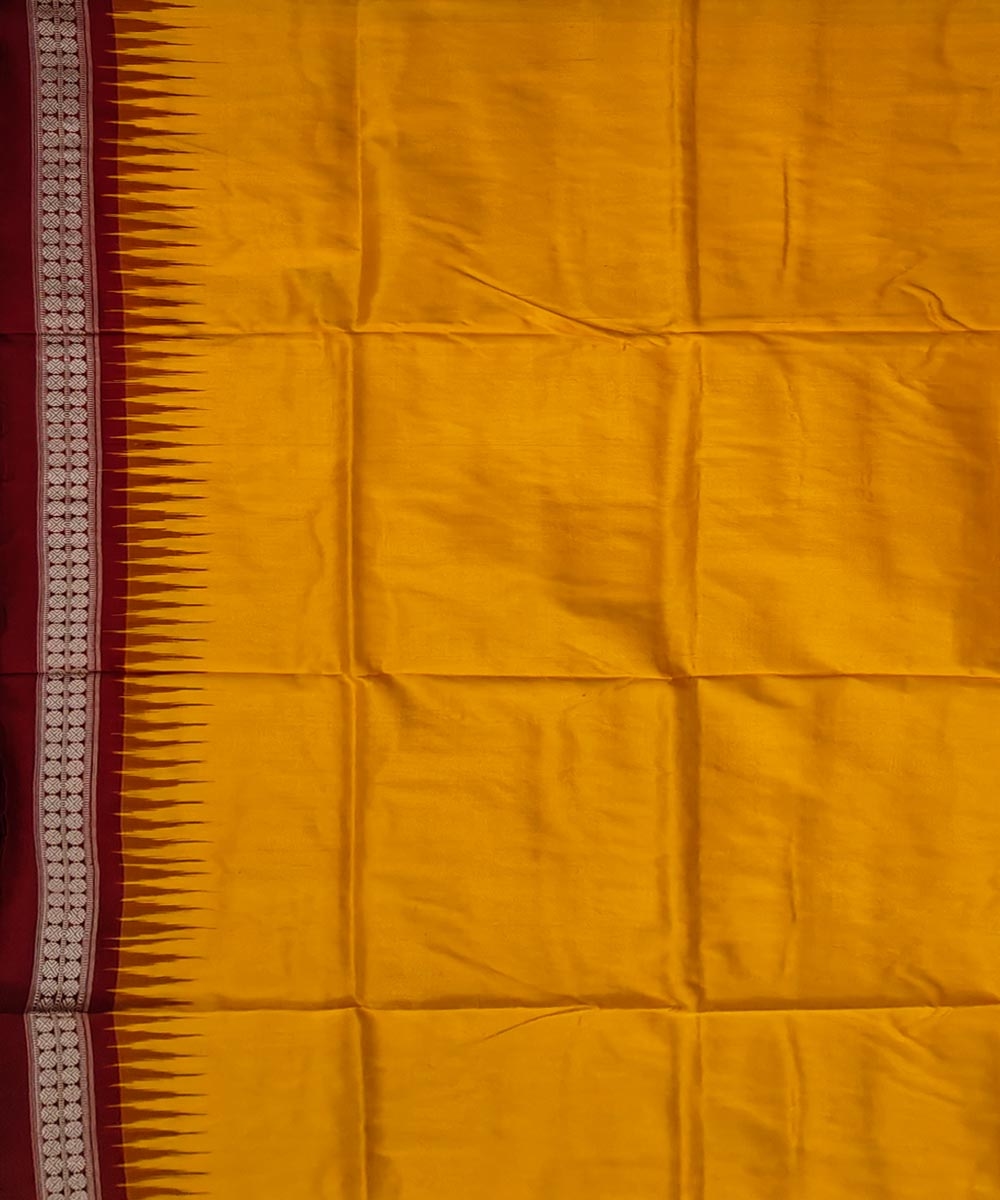 Yellow Maroon Sambalpuri Handwoven Silk Joda Image 5