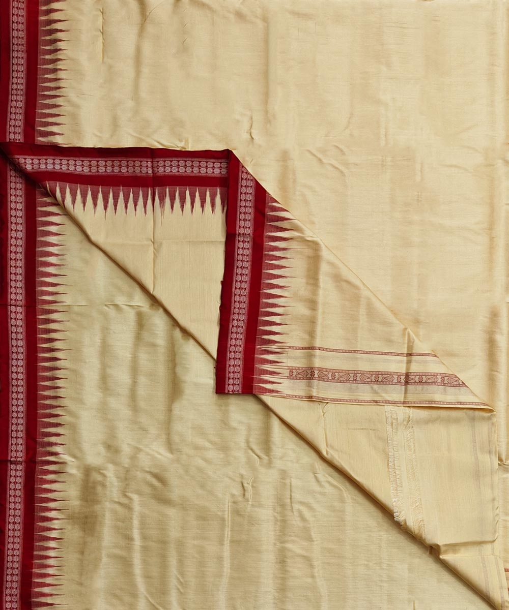 Beige Maroon Sambalpuri Handwoven Silk Joda Image 1