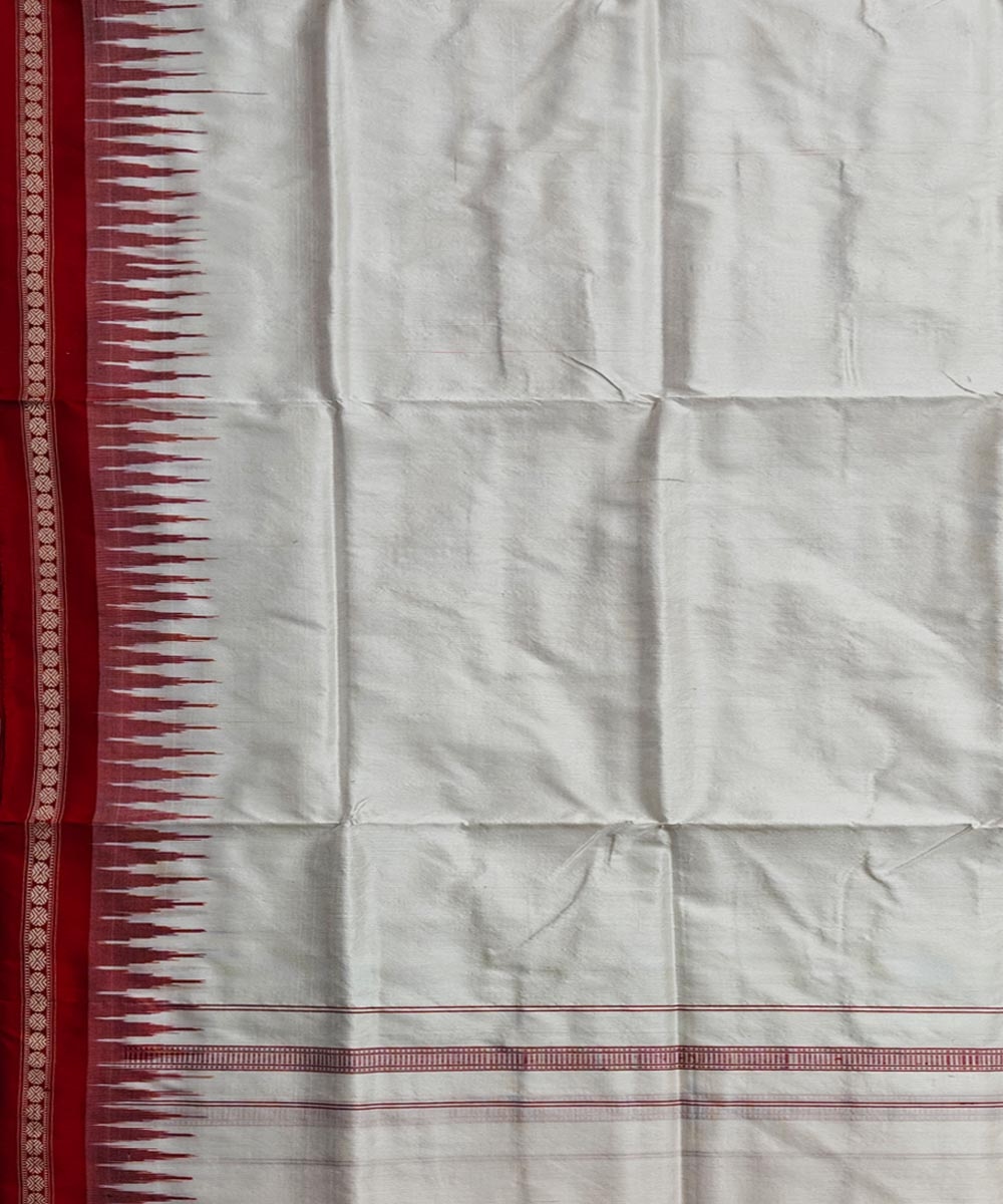 White Maroon Sambalpuri Handwoven Silk Joda Image 5