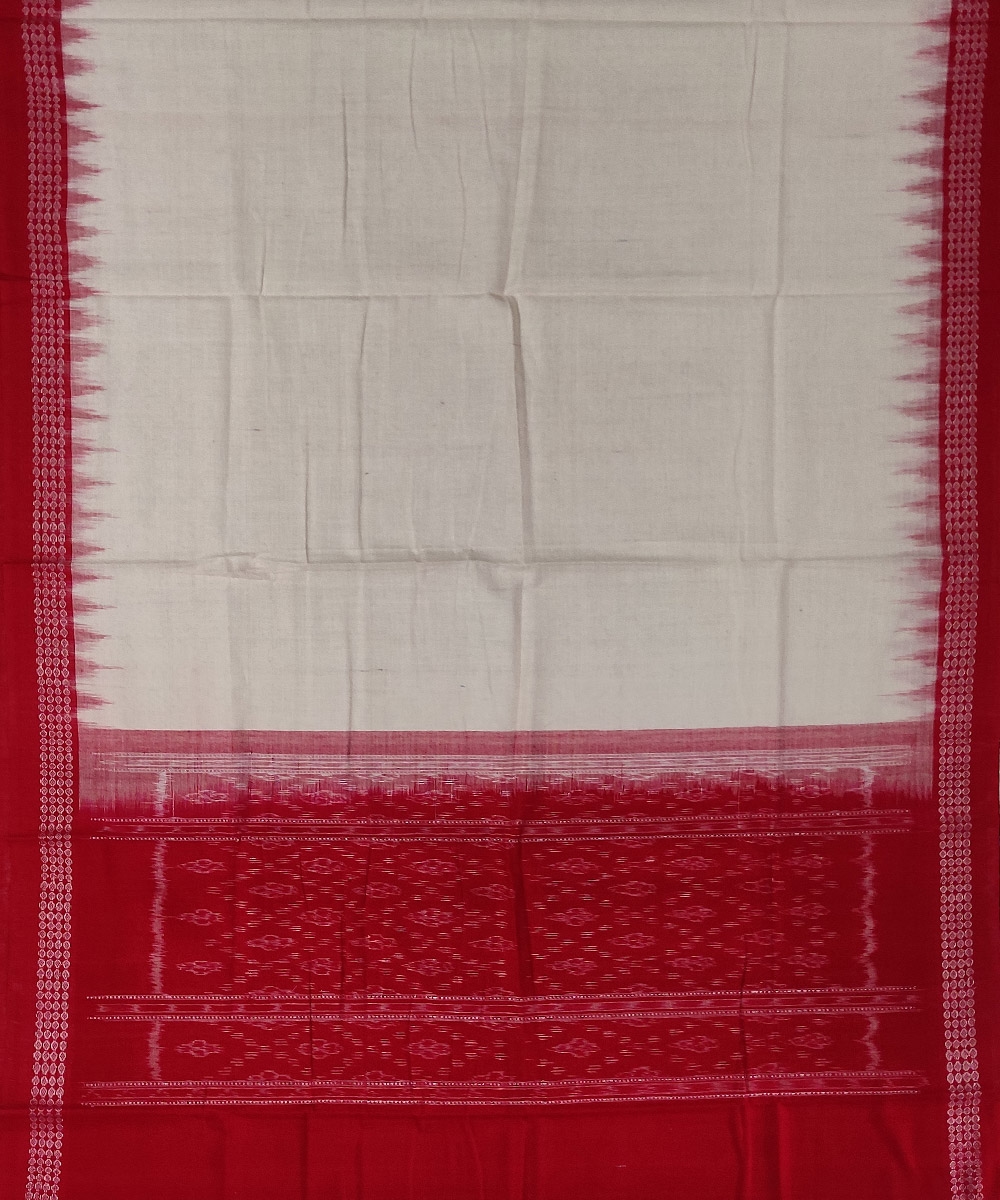 Red Offwhite Sambalpuri Handwoven Single Ikat Suit Set Image 3