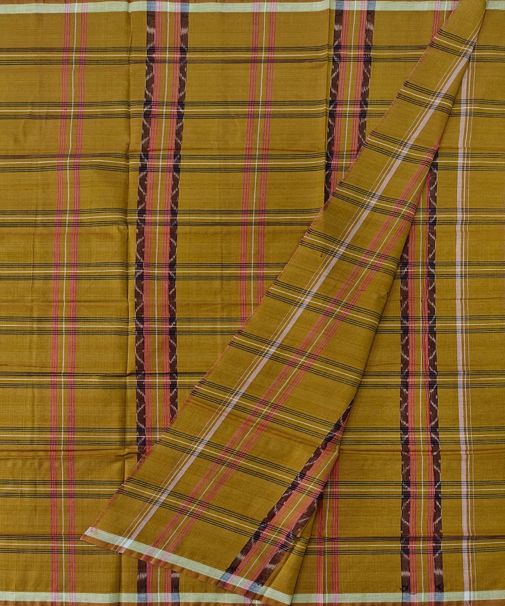 Golden Brown Sambalpuri Handwoven Cotton Lungi Image 2