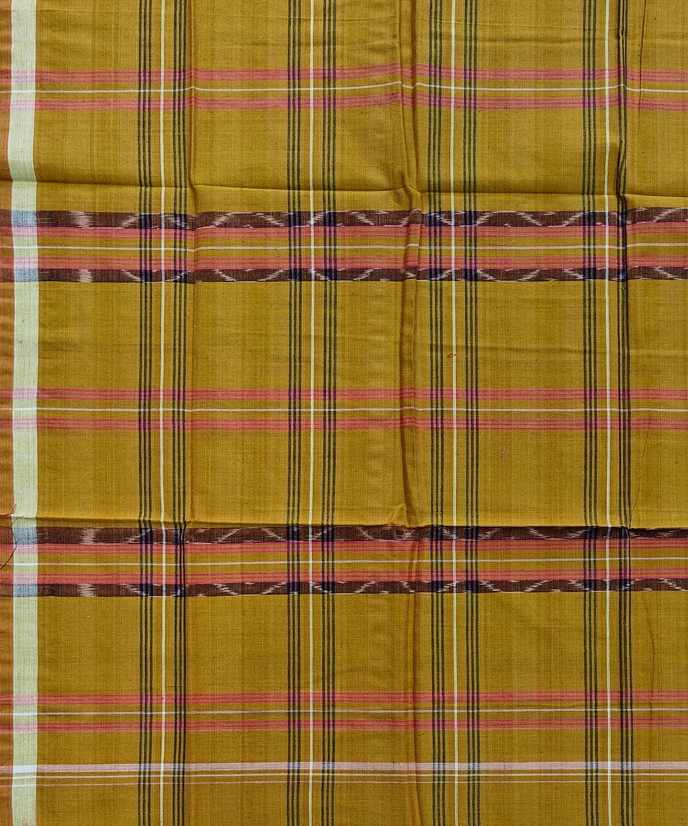 Golden Brown Sambalpuri Handwoven Cotton Lungi Image 4