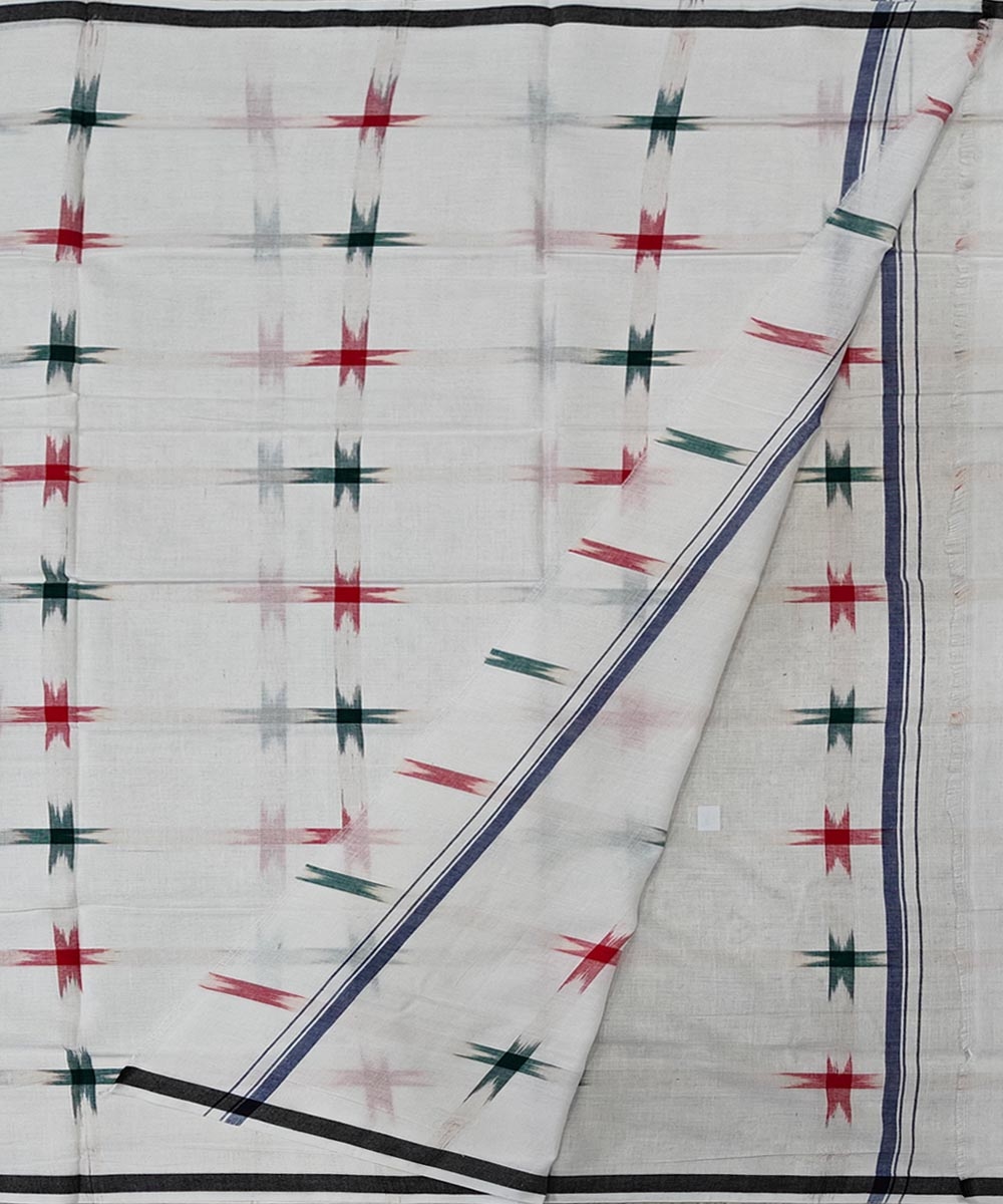 White Red Sambalpuri Handwoven Cotton Lungi Image 2