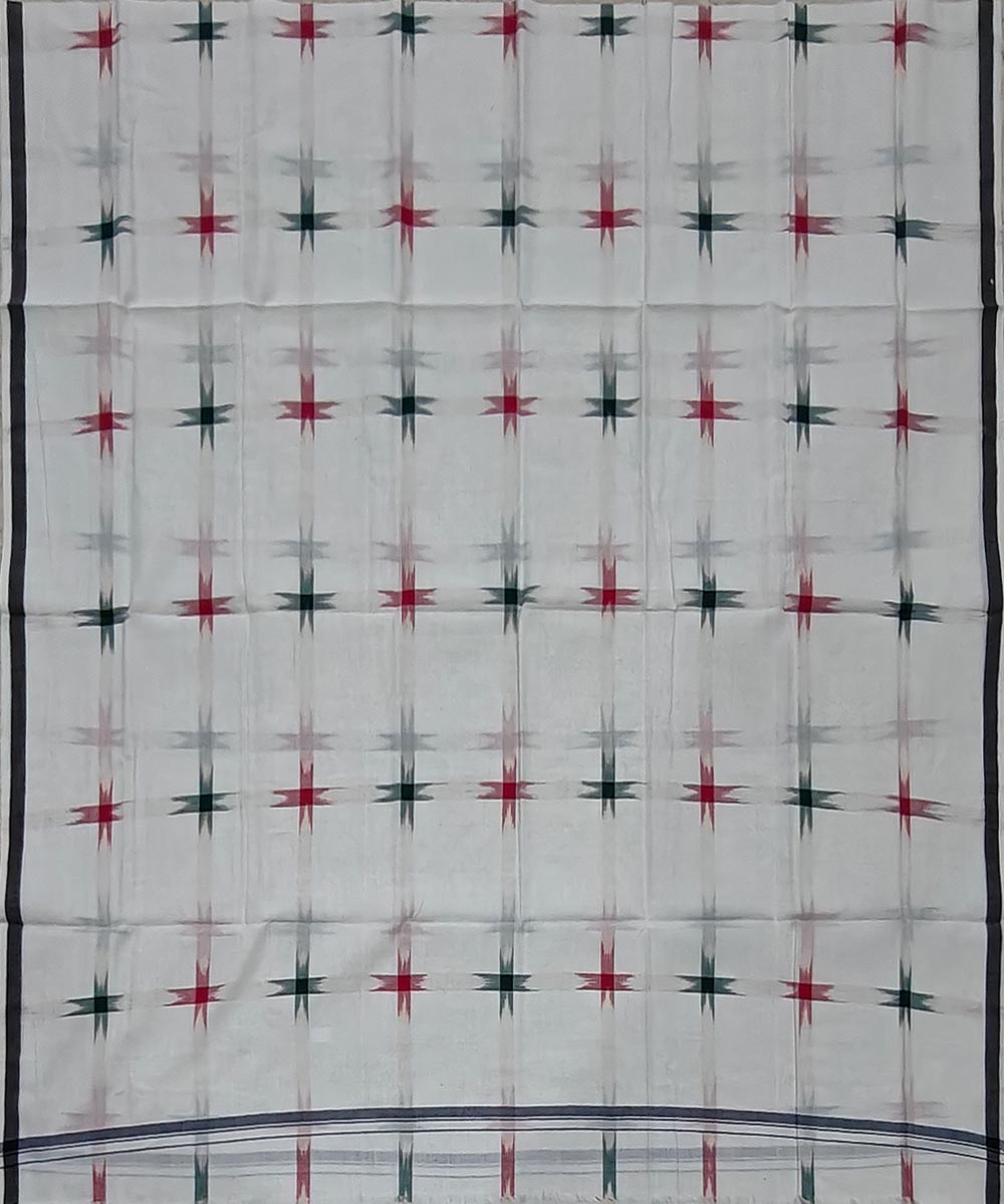 White Red Sambalpuri Handwoven Cotton Lungi Image 3