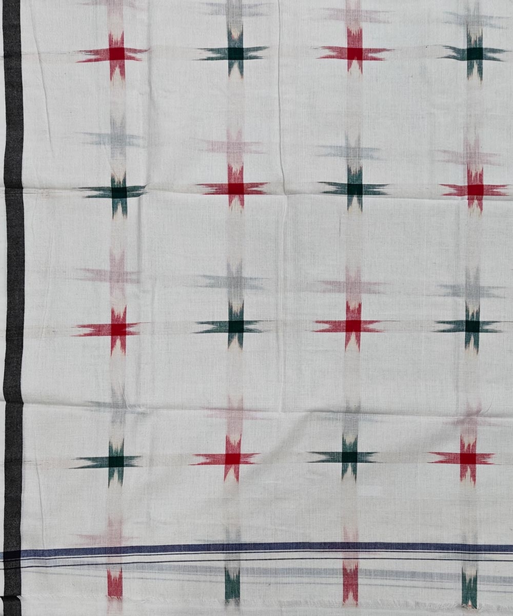 White Red Sambalpuri Handwoven Cotton Lungi Image 4