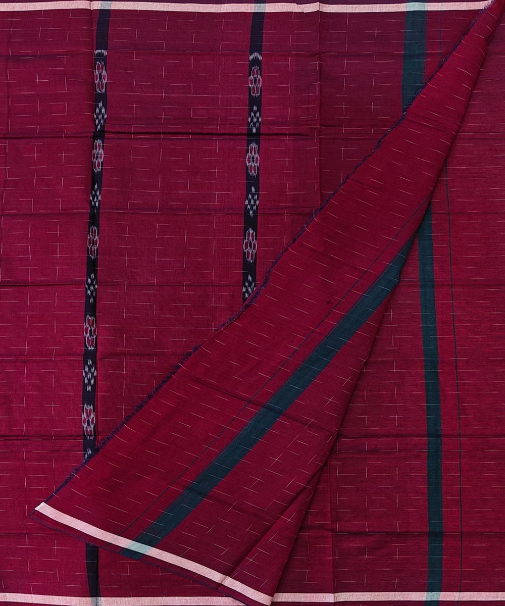 Maroon Black Sambalpuri Handwoven Cotton Lungi Image 2
