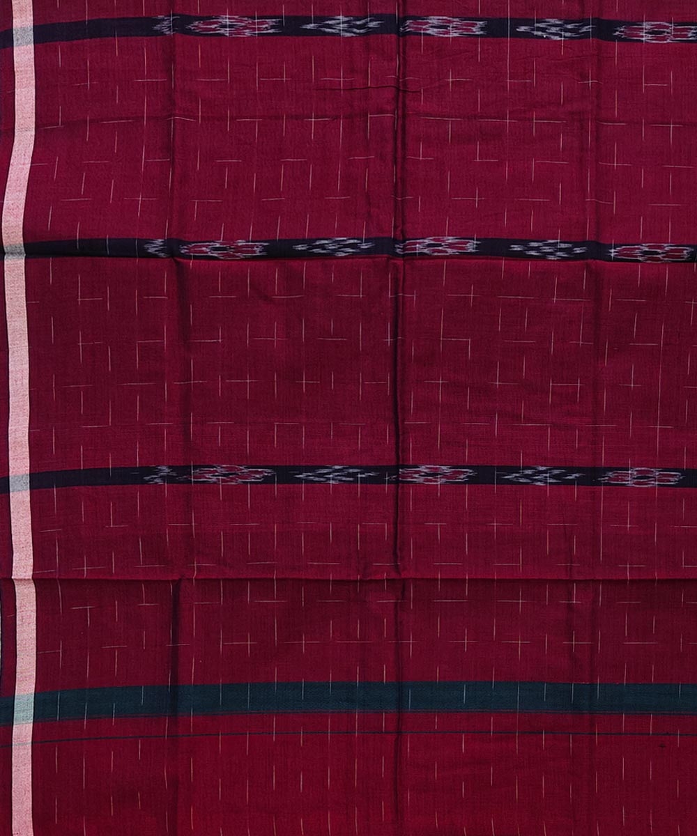 Maroon Black Sambalpuri Handwoven Cotton Lungi Image 4