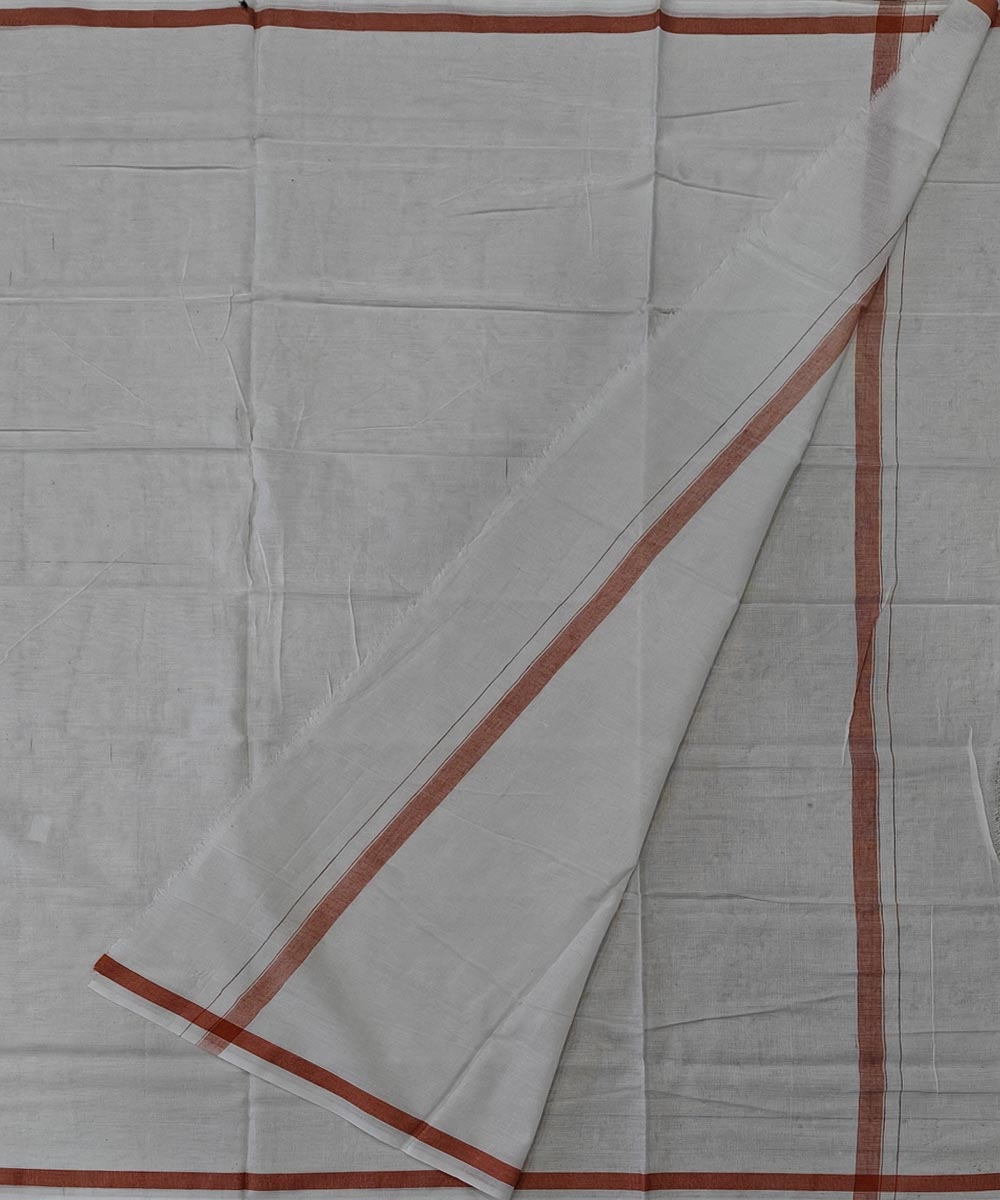 White Brown Sambalpuri Handwoven Cotton Lungi Image 2