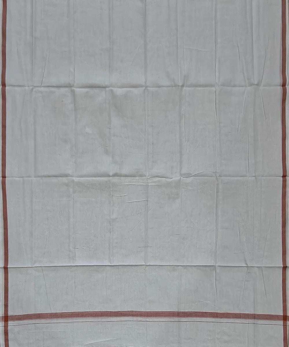 White Brown Sambalpuri Handwoven Cotton Lungi Image 3