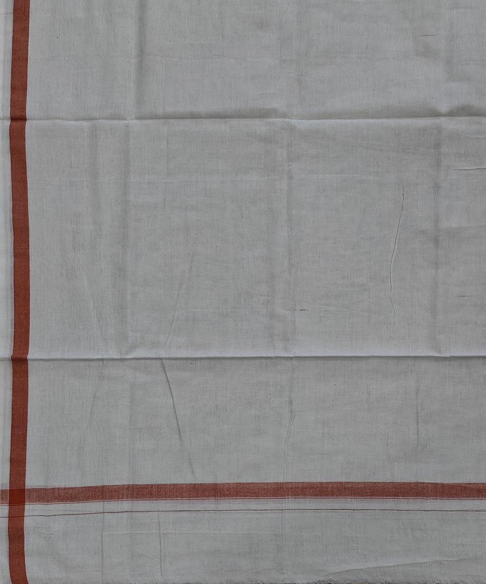 White Brown Sambalpuri Handwoven Cotton Lungi Image 4