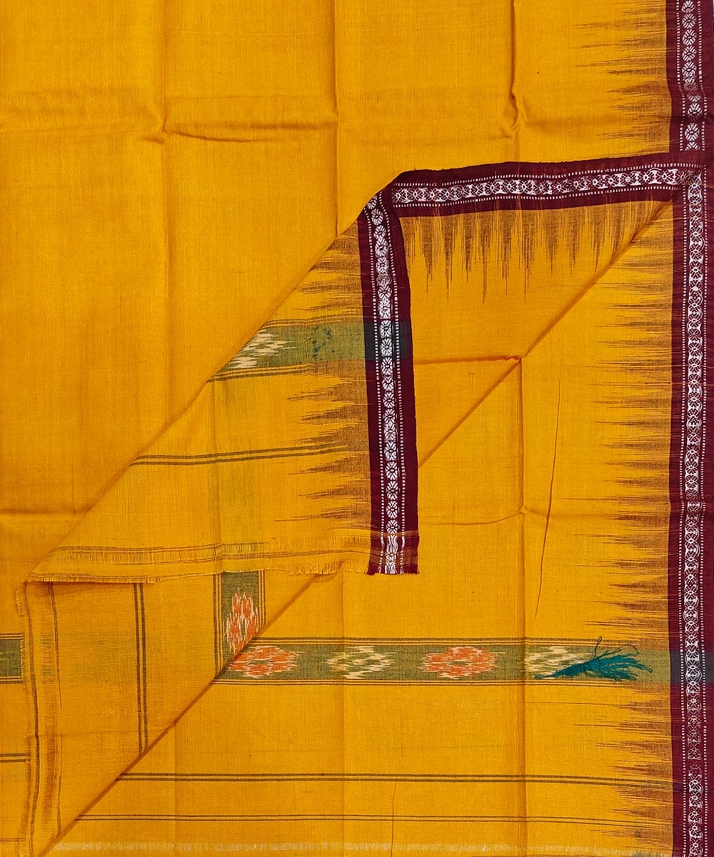 Yellow Maroon Sambalpuri Handwoven Cotton Gamuchha SFCGAM2108
