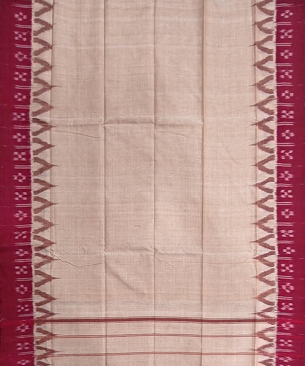 Beige Maroon Sambalpuri Handwoven Cotton Gamuchha Image 3