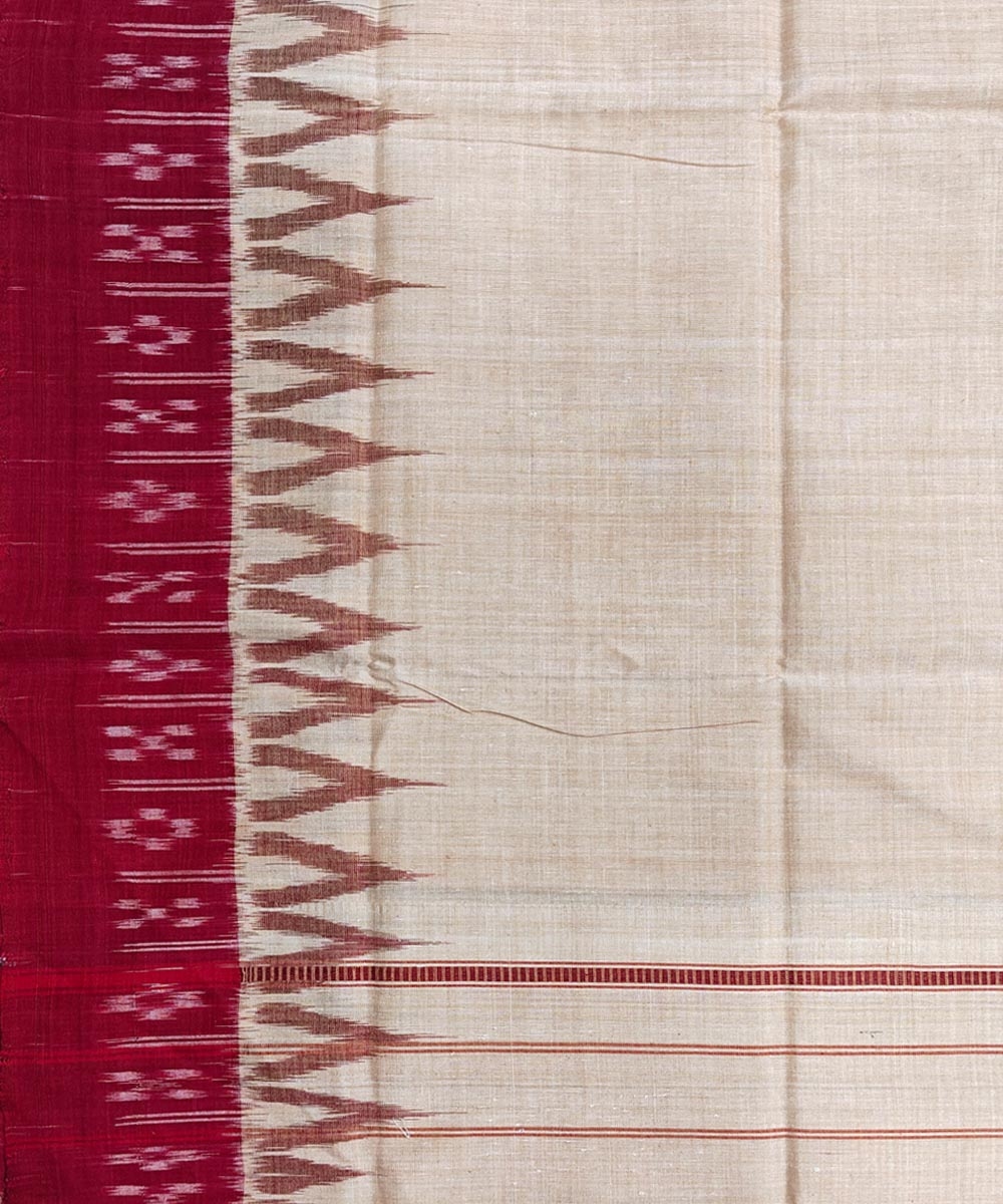 Beige Maroon Sambalpuri Handwoven Cotton Gamuchha Image 4