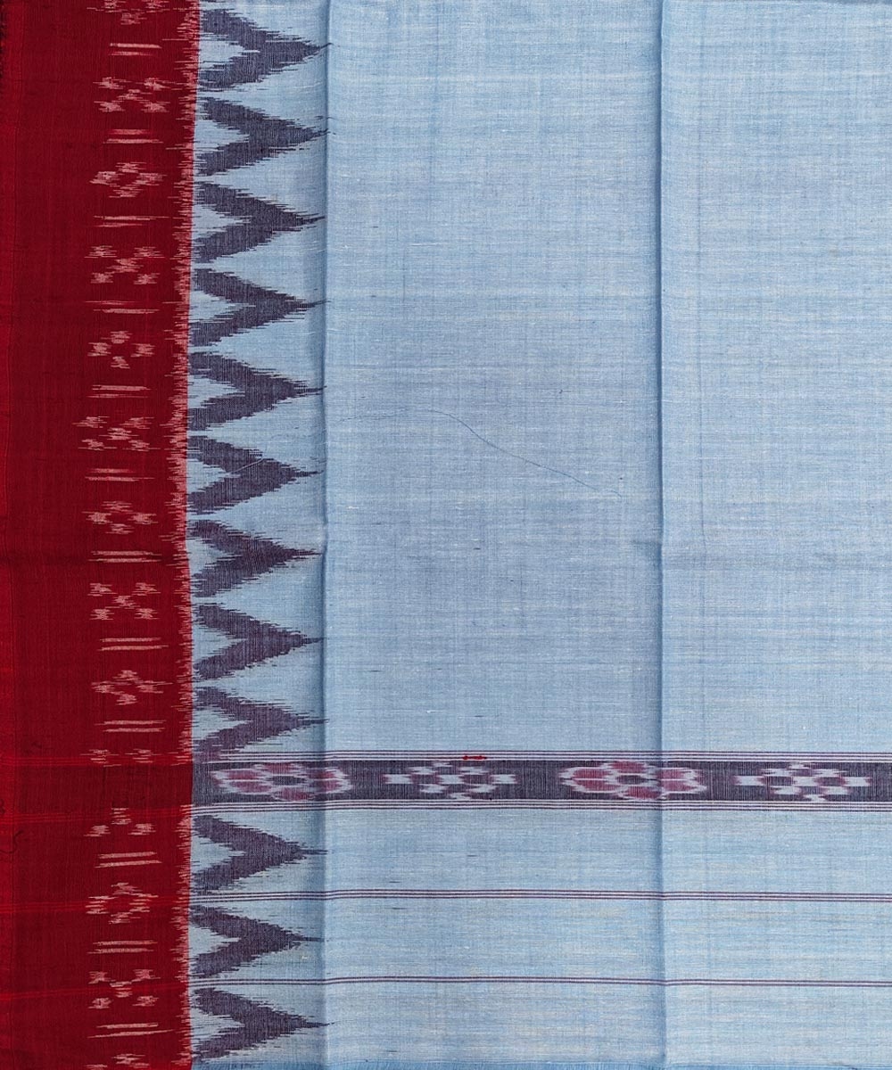 Skyblue Maroon Sambalpuri Handwoven Cotton Gamuchha Image 4