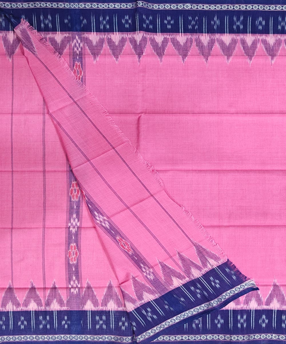 Pink Blue Sambalpuri Handwoven Cotton Gamuchha Image 2