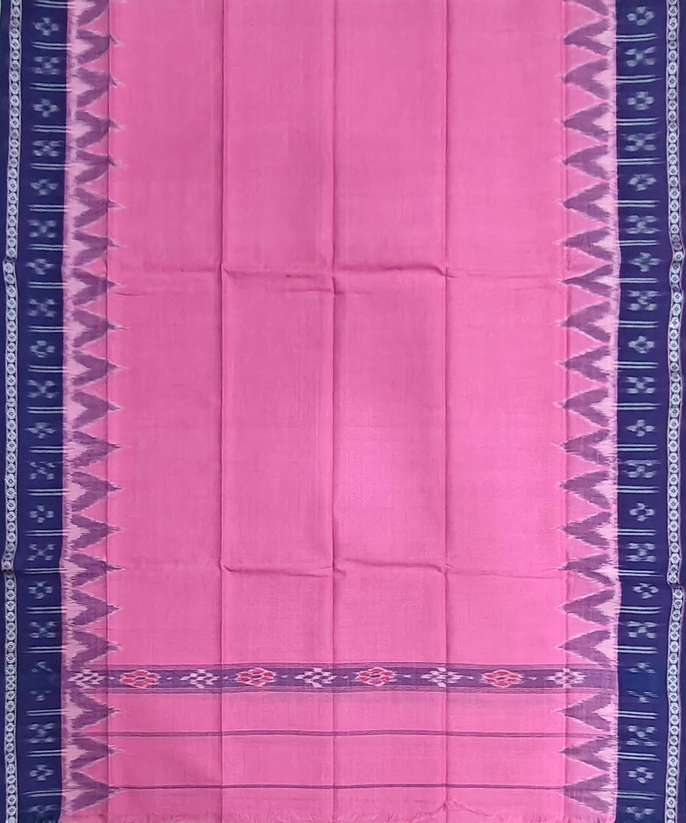 Pink Blue Sambalpuri Handwoven Cotton Gamuchha Image 3