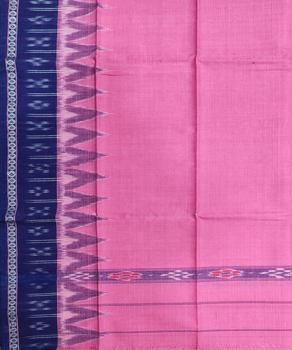 Pink Blue Sambalpuri Handwoven Cotton Gamuchha Image 4