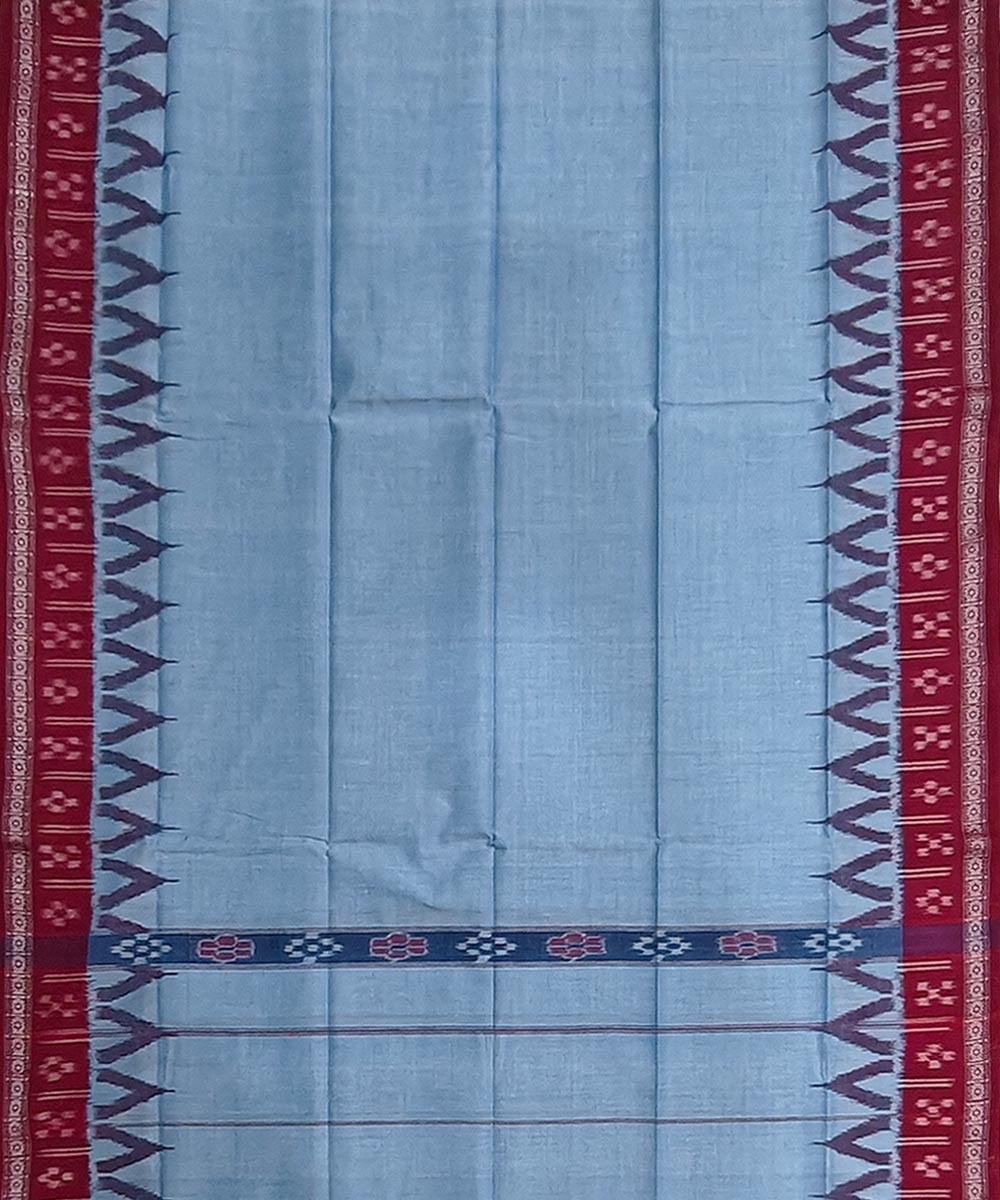 Skyblue Maroon Sambalpuri Handwoven Cotton Gamuchha Image 3