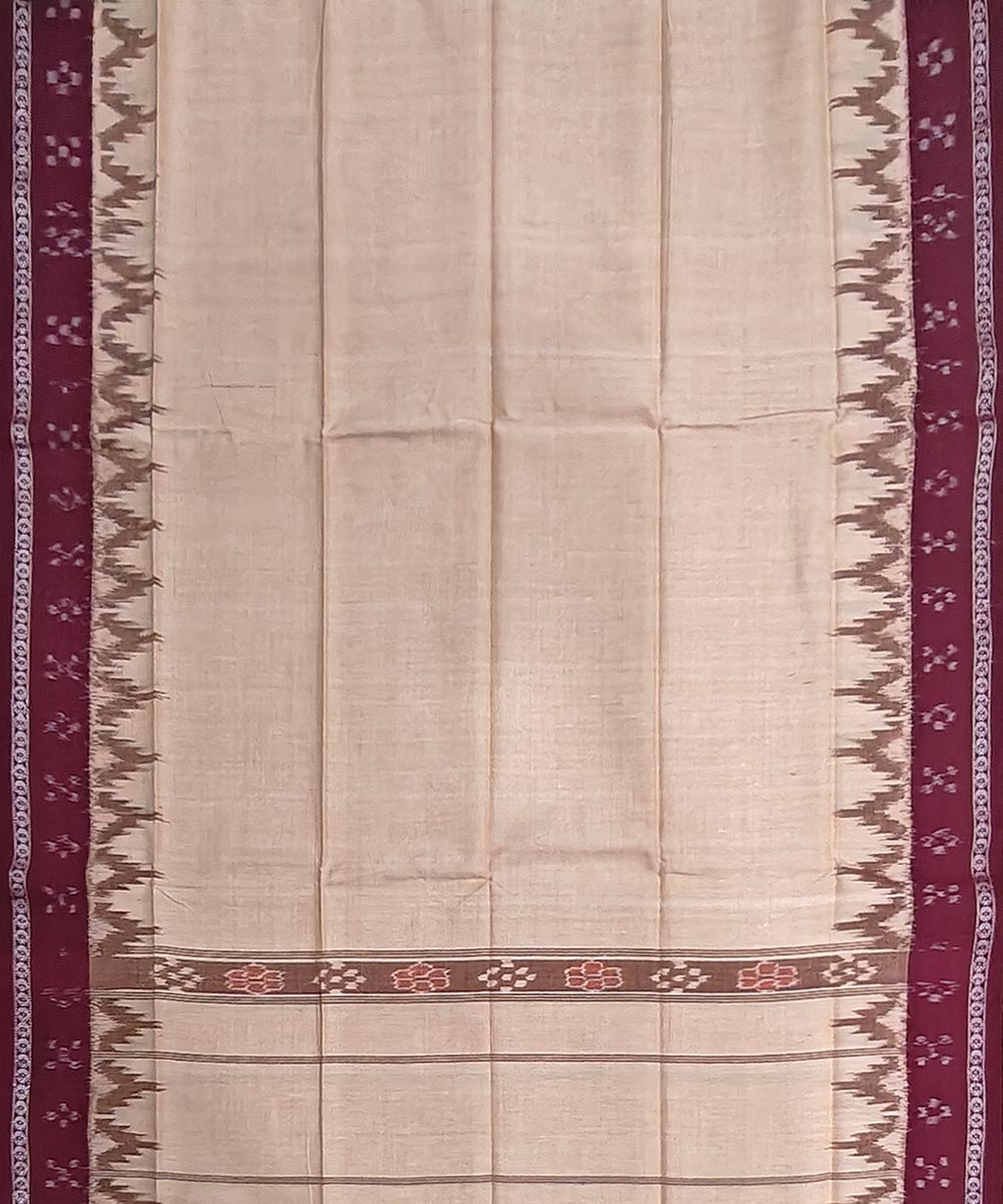 Beige Maroon Sambalpuri Handwoven Cotton Gamuchha Image 3