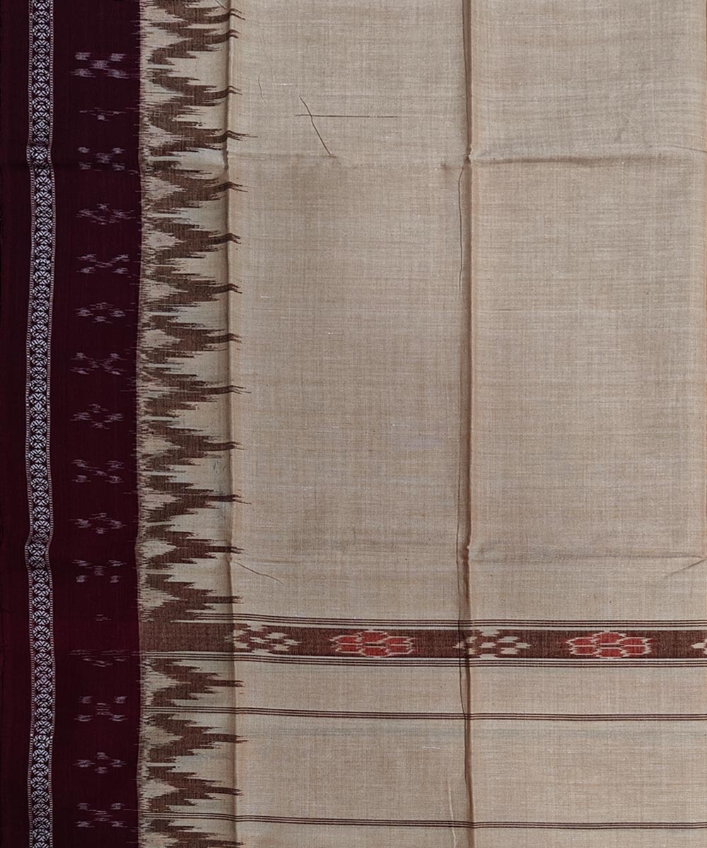 Beige Maroon Sambalpuri Handwoven Cotton Gamuchha Image 4