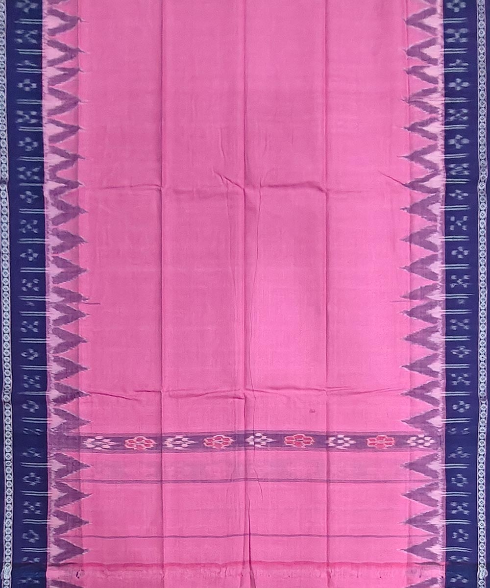 Pink Blue Sambalpuri Handwoven Cotton Gamuchha Image 3